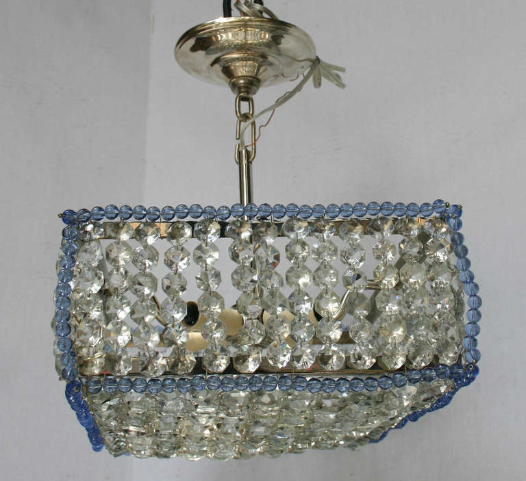 Pair of Modern Rectangular Crystal Fixtures In Excellent Condition For Sale In New York, NY