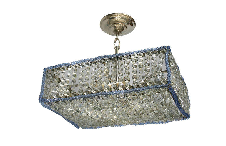 Mid-20th Century Pair of Modern Rectangular Crystal Fixtures For Sale