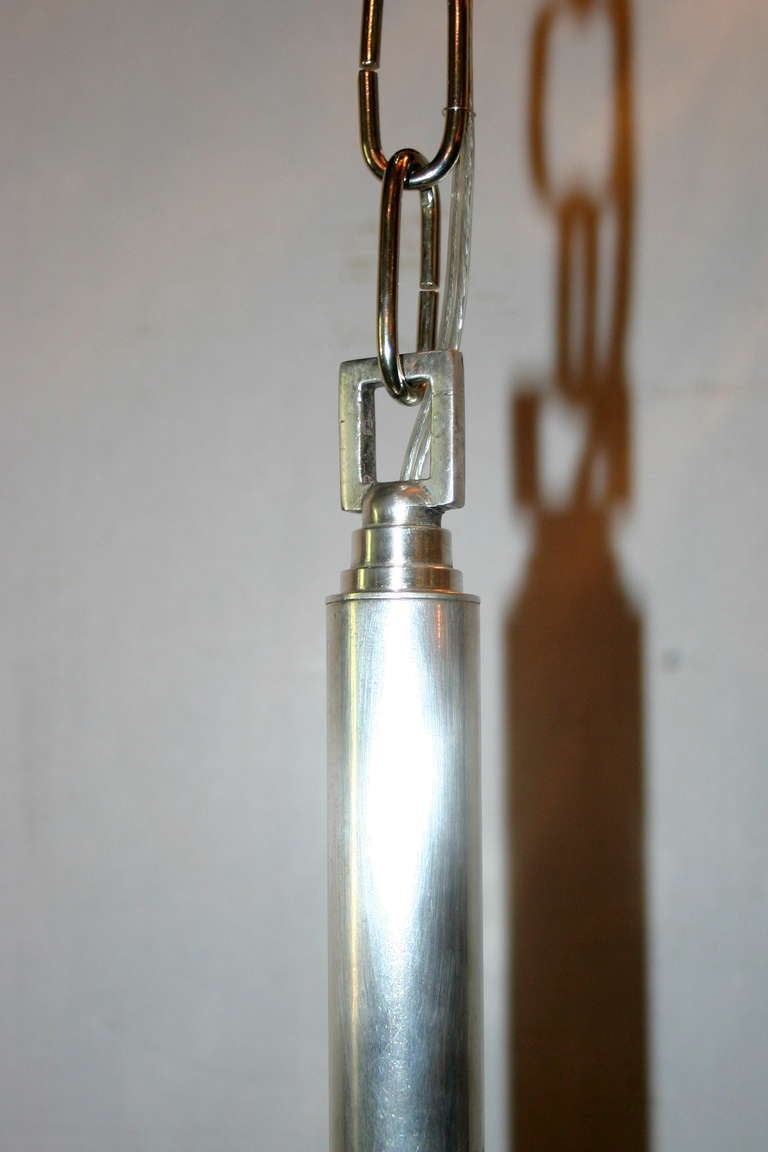 Mid-20th Century Art Deco Silver Plated Chandelier For Sale