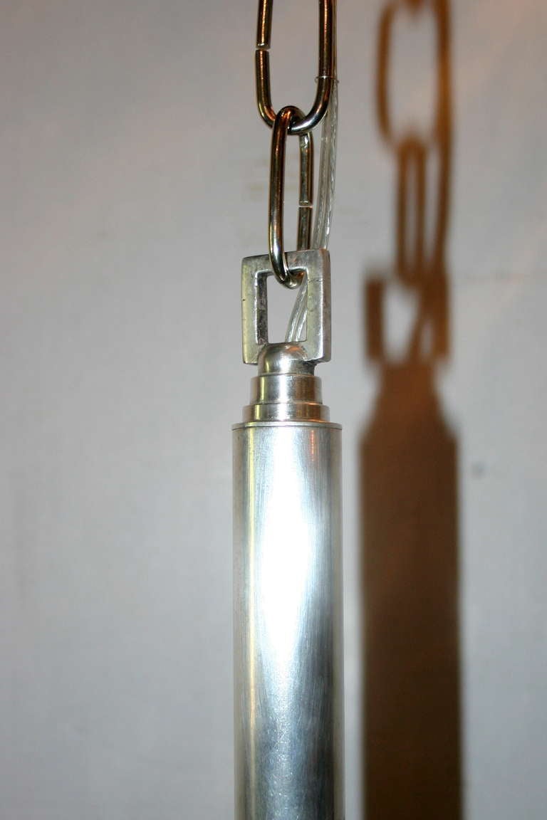 Metà XX secolo Lampadario Art Deco placcato in argento in vendita