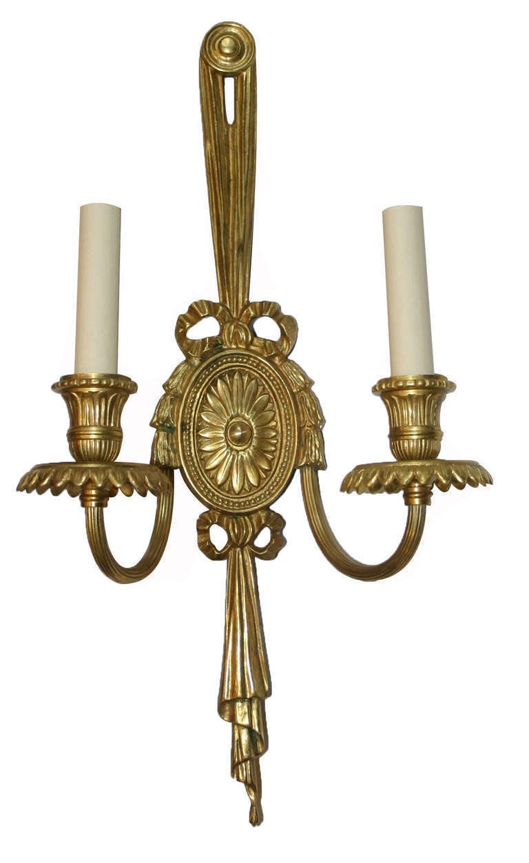 Pair of Gilt Neoclassic Sconces For Sale 1