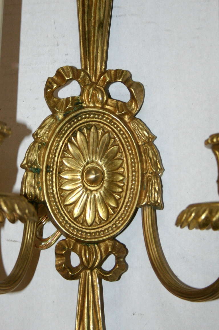 Pair of Gilt Neoclassic Sconces For Sale 2