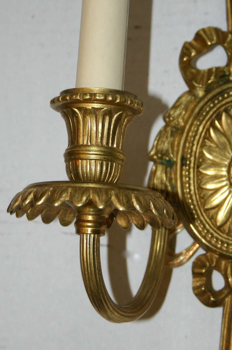 20th Century Pair of Gilt Neoclassic Sconces For Sale
