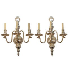 Pair of Large Silver Plated Sconces