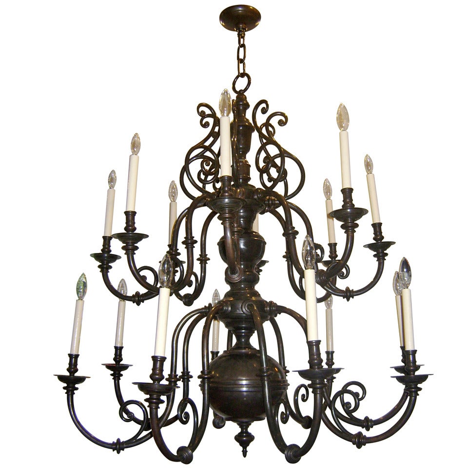 Pair of Large Dutch Bronze Chandelier, Sold Individually at 1stDibs