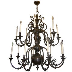 Pair of Large Dutch Bronze Chandelier, Sold Individually