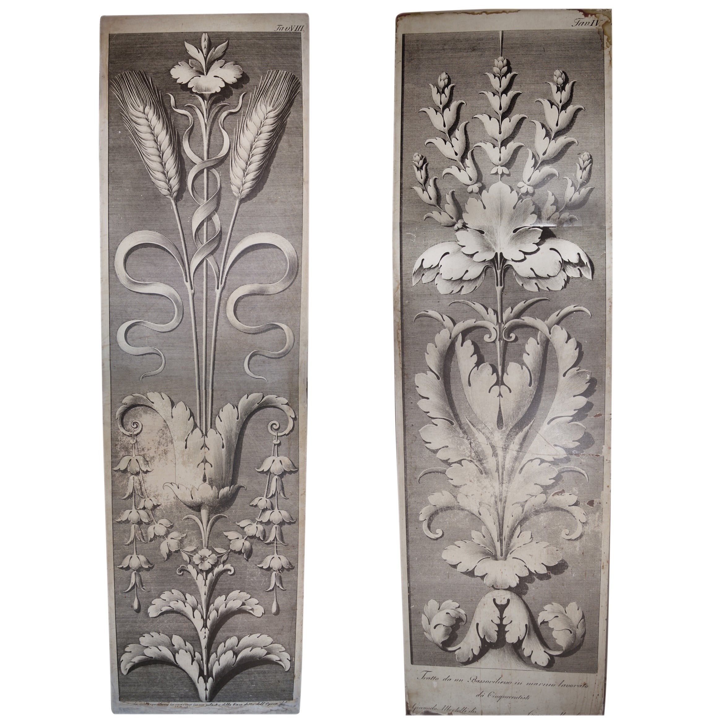 Pair of Large Architectural Drawing Wooden Panels For Sale