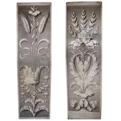 Pair of Large Architectural Drawing Wooden Panels