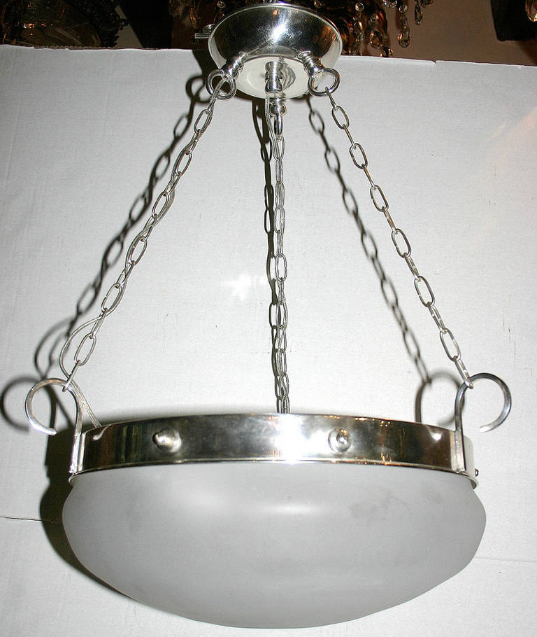 Set of Four Silver Plated Glass Light Fixtures, Sold Individually In Excellent Condition For Sale In New York, NY