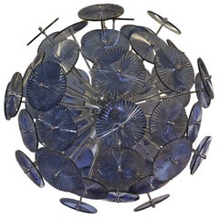 Retro Blue Glass Sputnik Chandelier