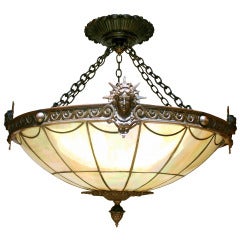 Large Leaded Glass Light Fixture