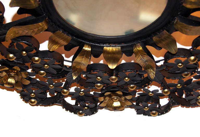 Italian Large Tole and Brass Light Fixture For Sale