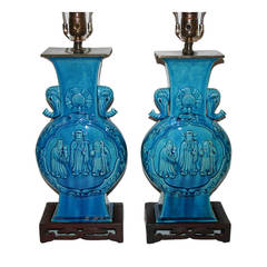 Turquoise Chinese Porcelain Lamps