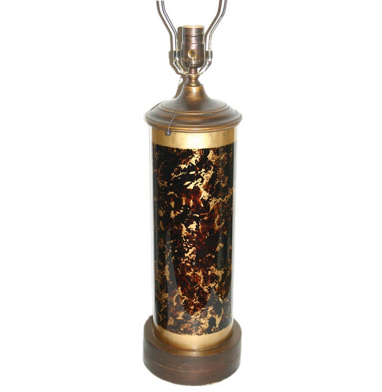 Pair of Leopard Pattern Glass Table Lamps