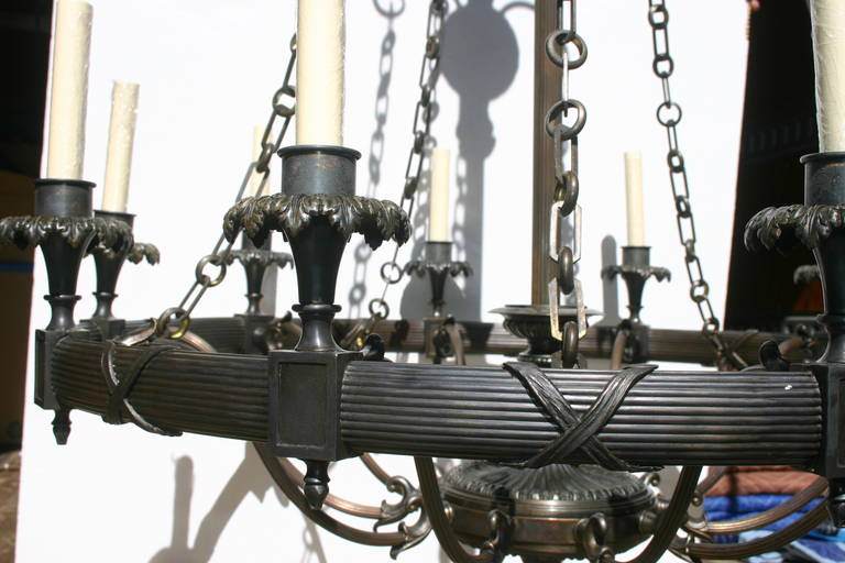 Pair of Large Bronze Chandeliers, Sold Individually For Sale 2