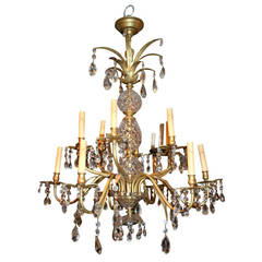 Gilt Bronze and Crystals Chandelier