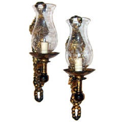 Pair of Hammered Iron Sconces