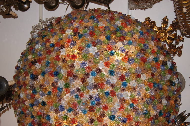 Large Venetian Flowers Glass Fixture In Good Condition For Sale In New York, NY