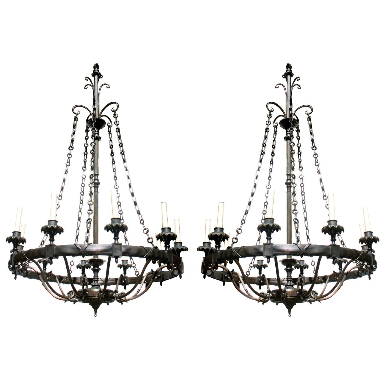 Pair of Large Square Chandeliers For Sale at 1stdibs
