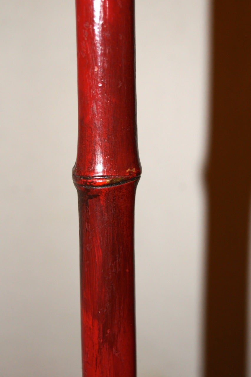 American Caldwell Chinoiserie Red Floor Lamp For Sale