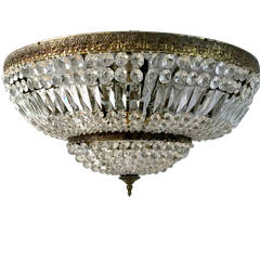 Antique Large Crystal Flush Mounted Fixture
