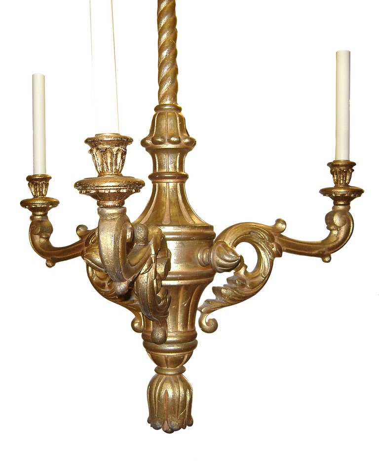 Neoclassic Carved and Giltwood Chandelier For Sale 3