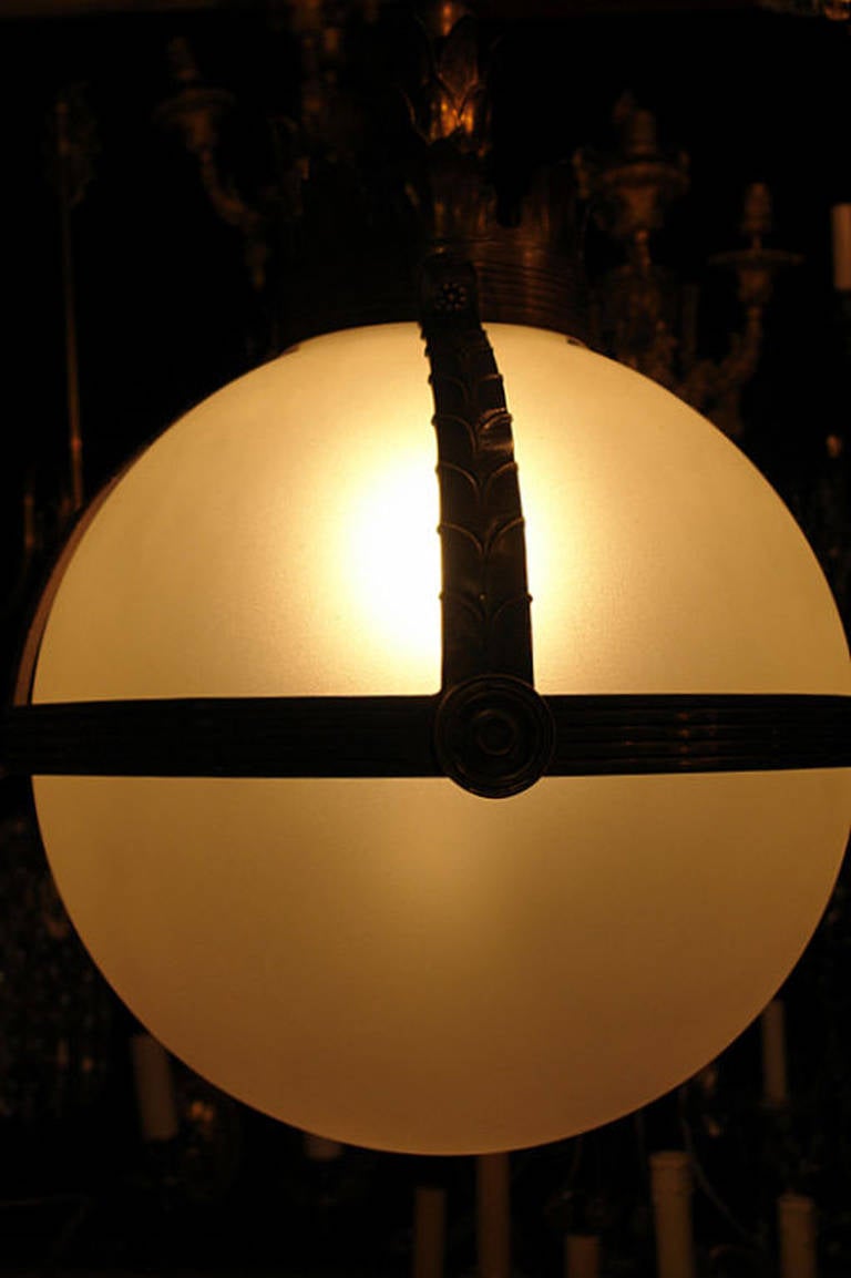 20th Century Frosted Glass Globe Lantern