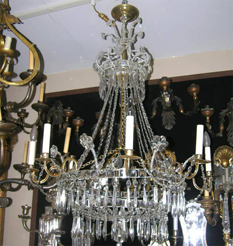 Swedish Neoclassic Crystal Chandelier For Sale 1