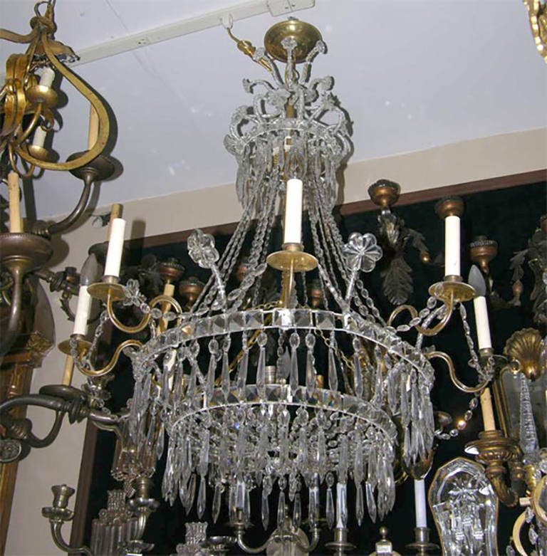 Swedish Neoclassic Crystal Chandelier In Excellent Condition For Sale In New York, NY