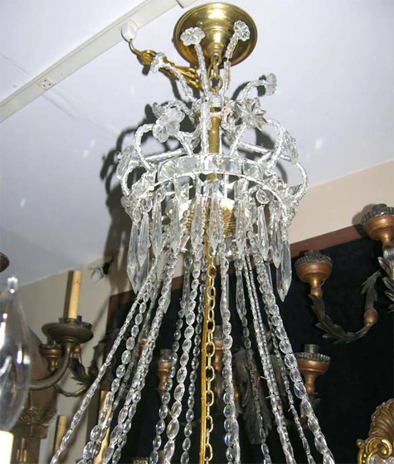 Swedish Neoclassic Crystal Chandelier In Excellent Condition For Sale In New York, NY