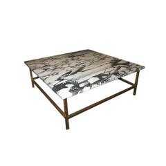 Moderne Brarss Marble Coffee Table