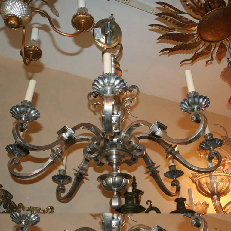 20th Century Neoclassic Style Silver Chandelier For Sale