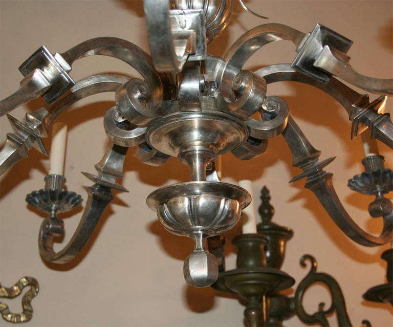 Neoclassic Style Silver Chandelier For Sale 3