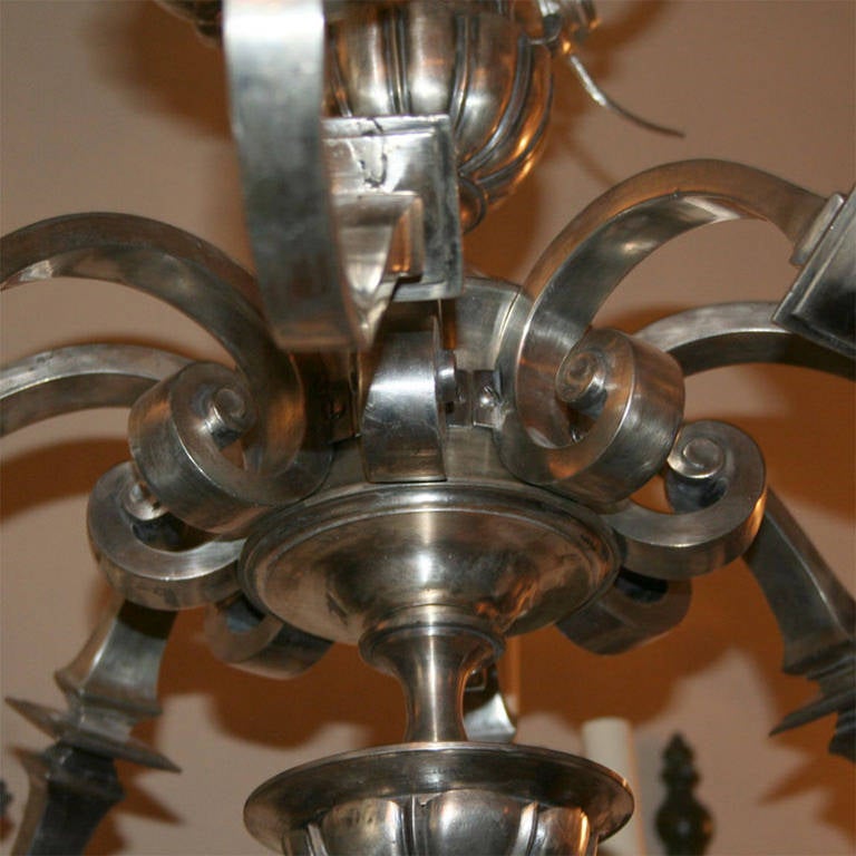 Neoclassic Style Silver Chandelier For Sale 2