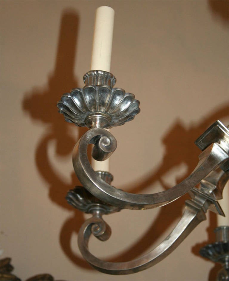 Neoclassic Style Silver Chandelier For Sale 4