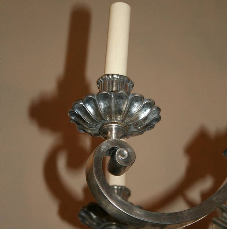 Neoclassic Style Silver Chandelier For Sale 1