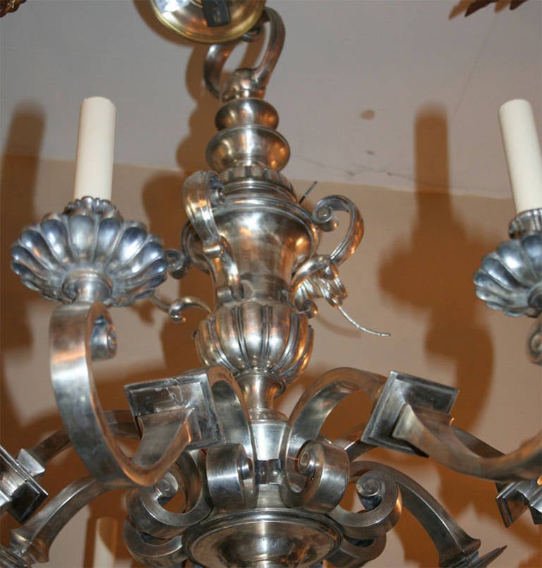 Neoclassic Style Silver Chandelier For Sale 5