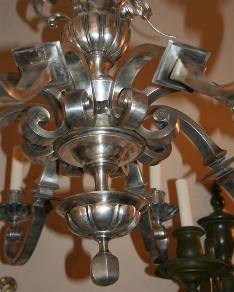 Neoclassic Style Silver Chandelier In Excellent Condition For Sale In New York, NY