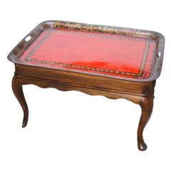 Wooden Coffee Table with Tole Tray