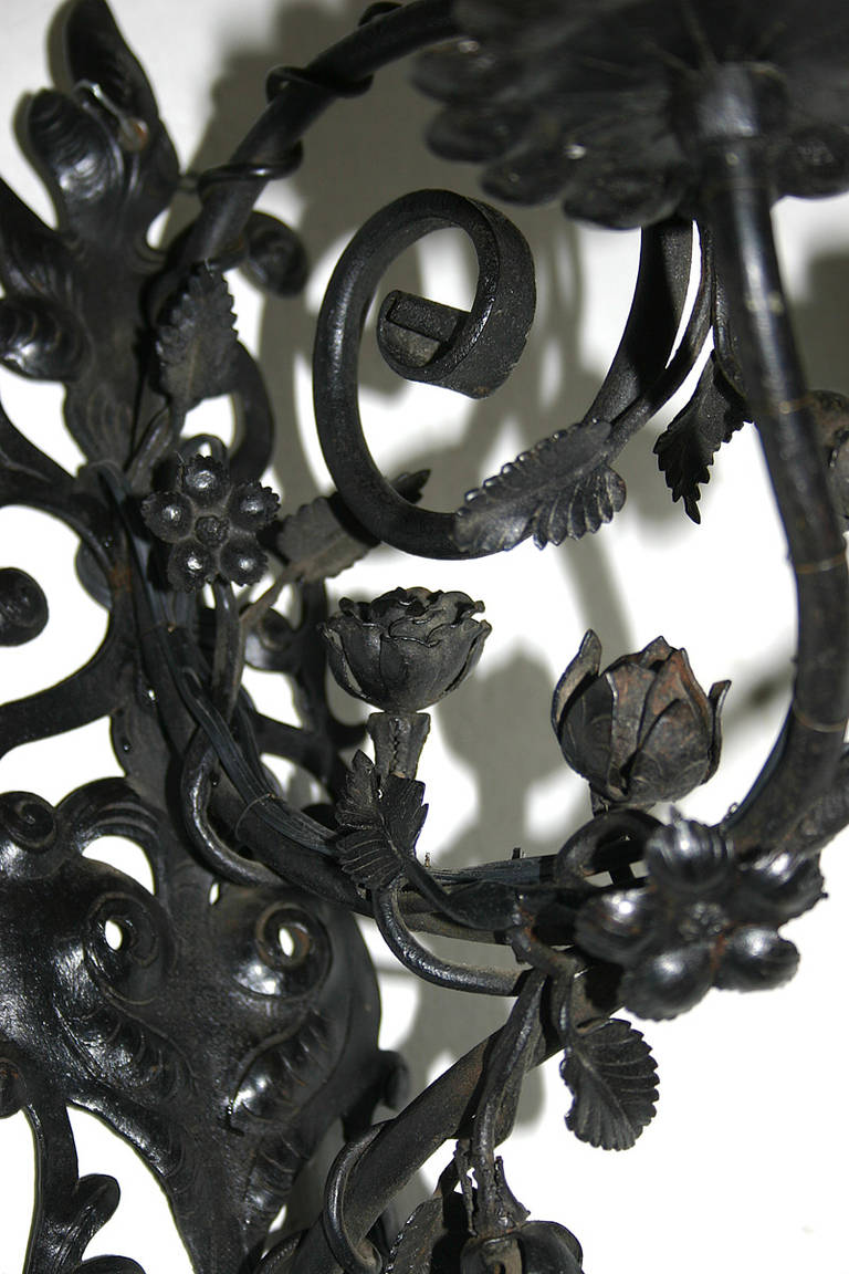 Foliage Wrought Iron Sconces For Sale 1