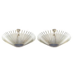 Vintage Pair of Silver Sunburst Light Fixture Chandeliers. Sold Individually