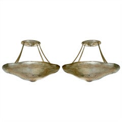 Pair of Silver Leaf Oval Light Fixtures