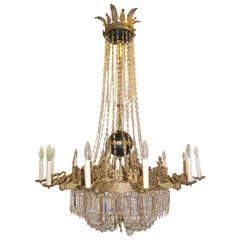 Empire Bronze and Crystal Chandelier