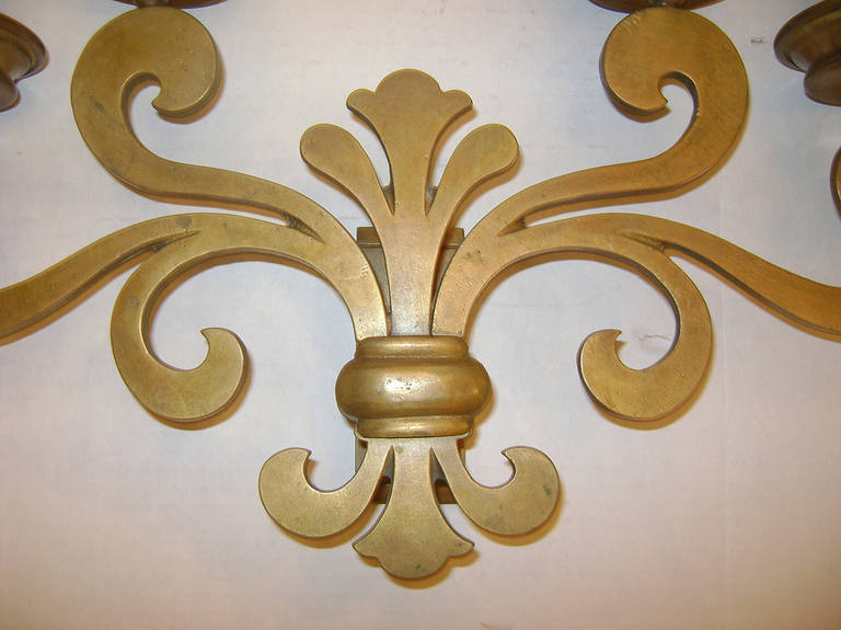 Italian Set of Eight Gilt Bronze Sconces For Sale