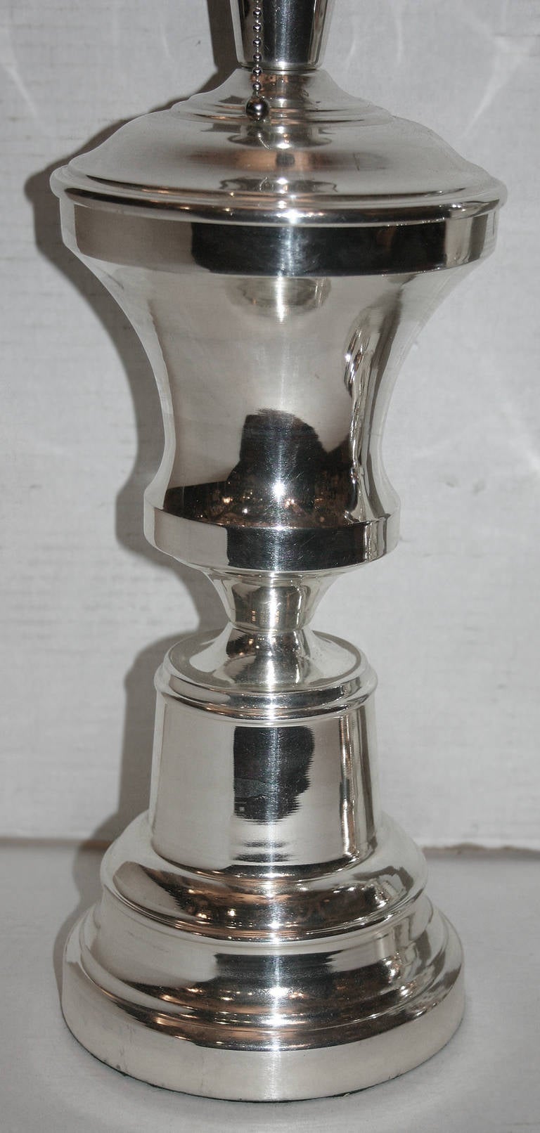 Mid-20th Century Pair of Silver Plated Table Lamps For Sale