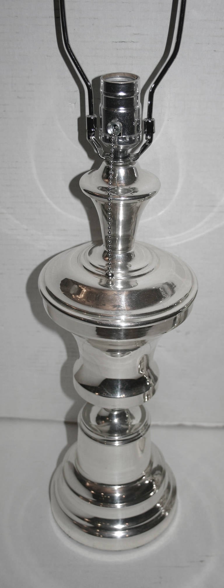 Pair of Silver Plated Table Lamps For Sale 1