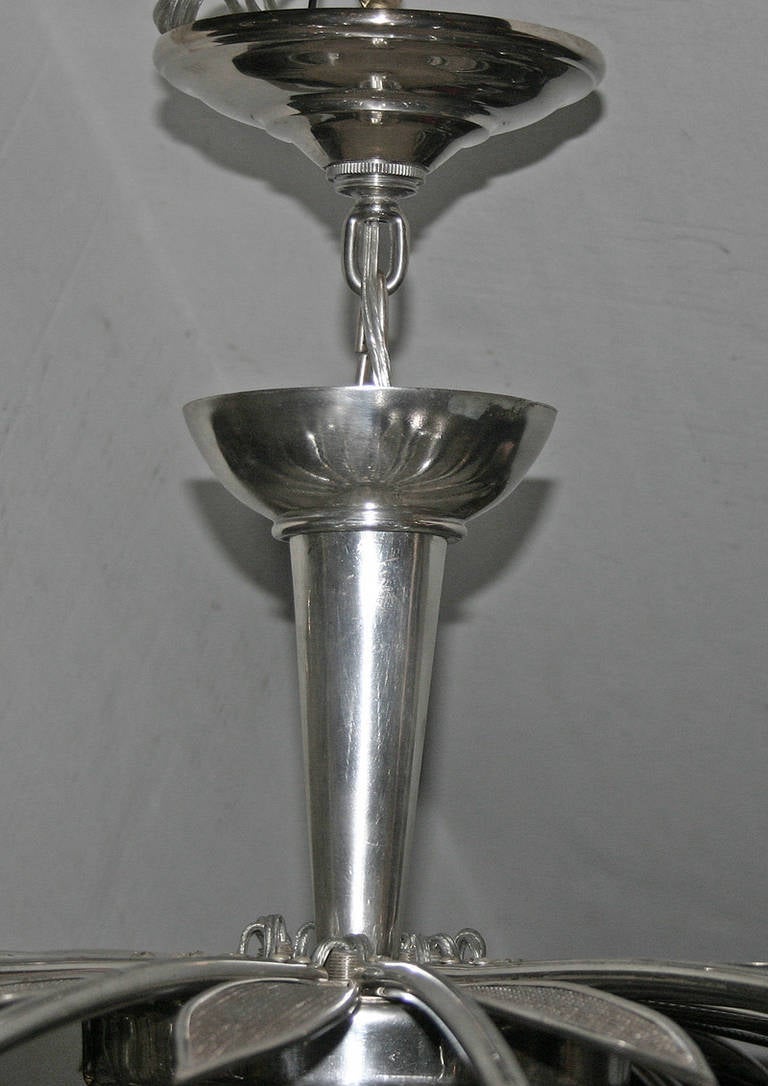 Silver Plated Moderne Light Fixture In Excellent Condition For Sale In New York, NY