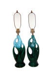 Blue and Emerald Porcelain Lamps