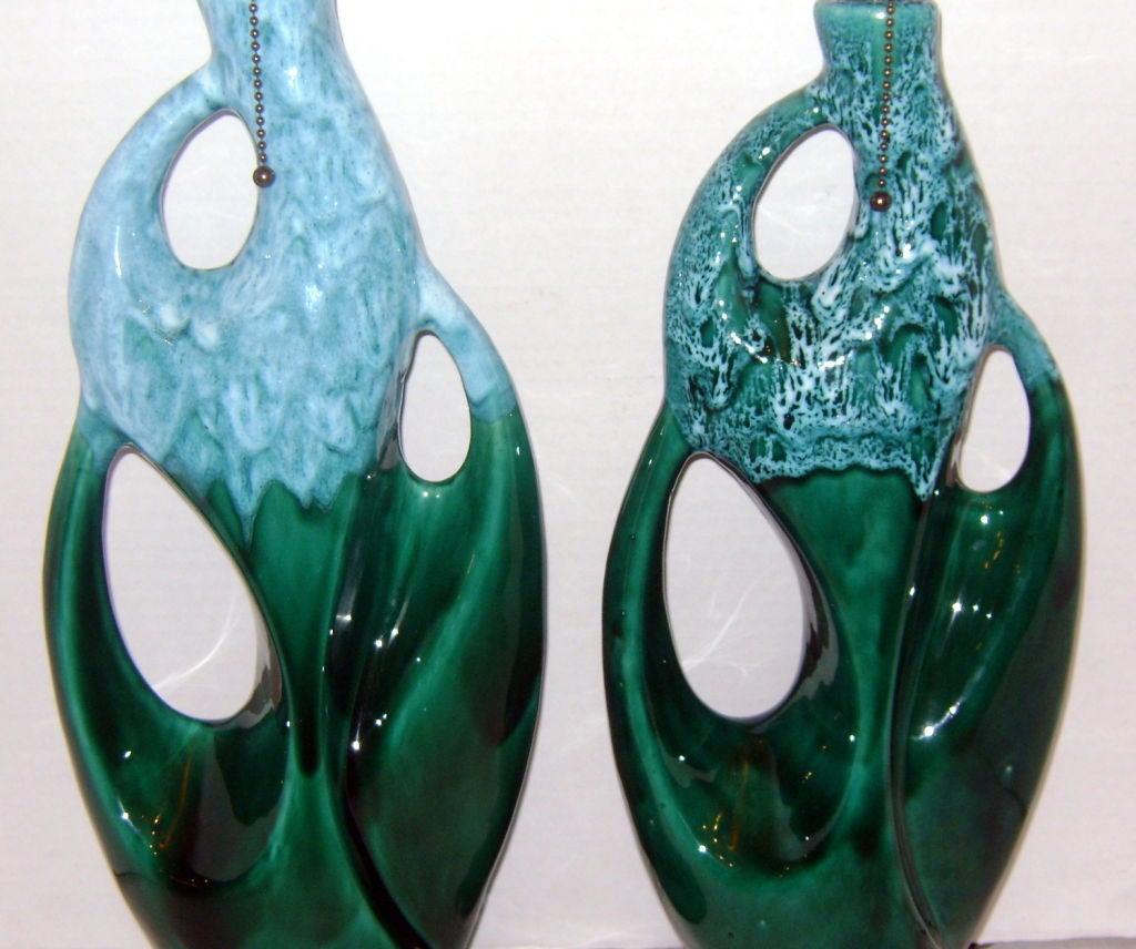 Blue and Emerald Porcelain Lamps In Excellent Condition For Sale In New York, NY