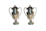 Antique Pair of  Silver Plated Covered Urns